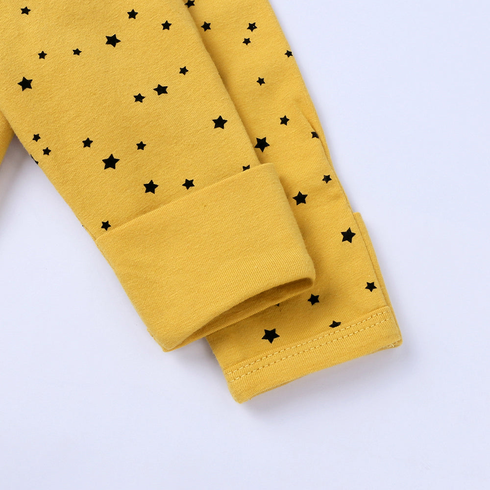 Black Star Print Sleep Suit-Yellow