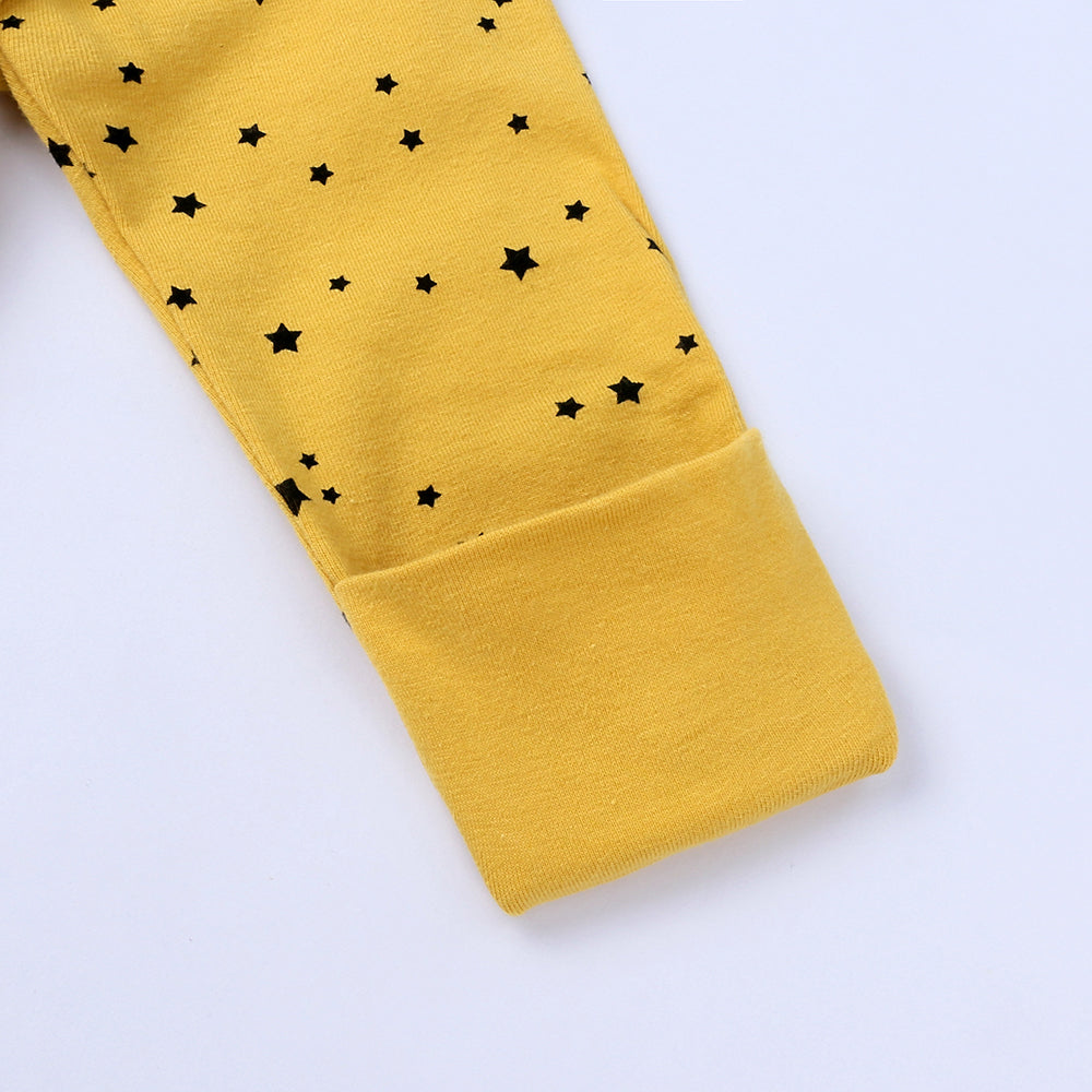 Black Star Print Sleep Suit-Yellow