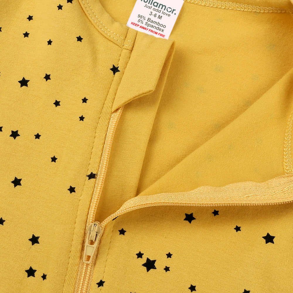 Black Star Print Sleep Suit-Yellow
