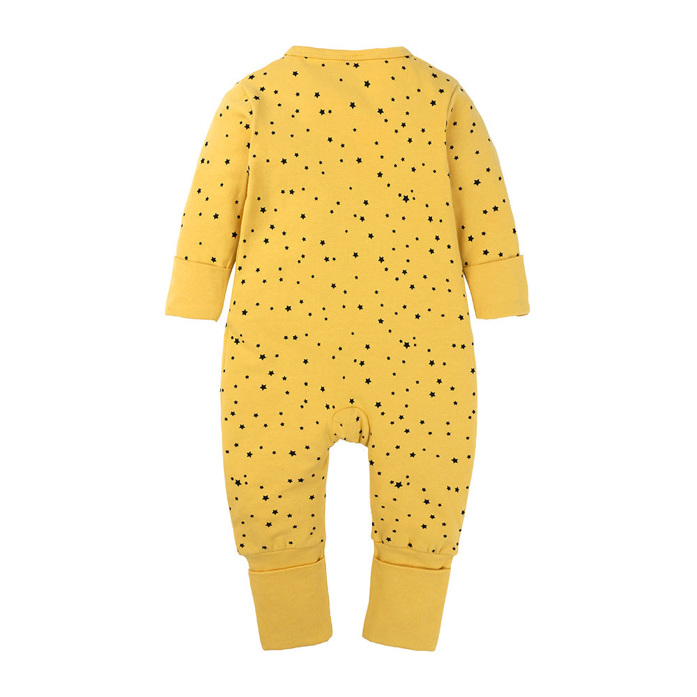 Black Star Print Sleep Suit-Yellow