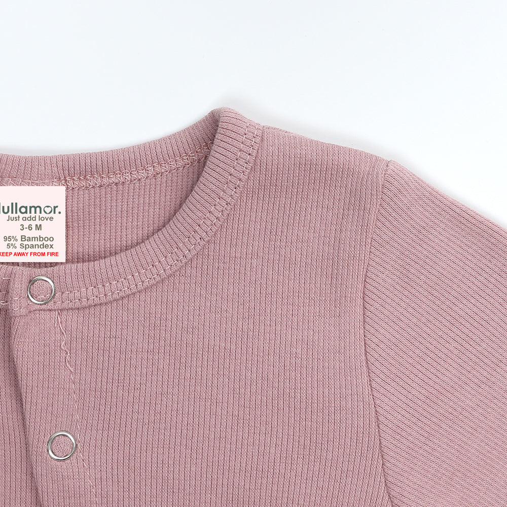 Dusty Pink Ribbed Sleepsuits