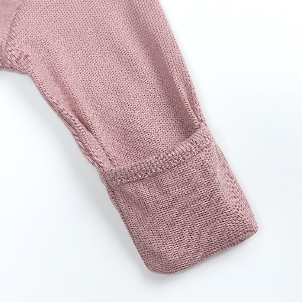 Dusty Pink Ribbed Sleepsuits