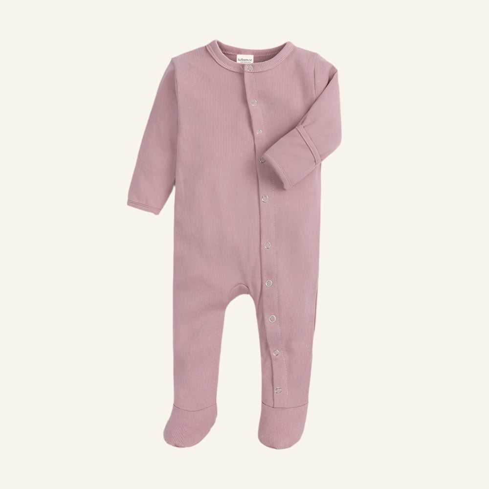 Dusty Pink Ribbed Sleepsuits
