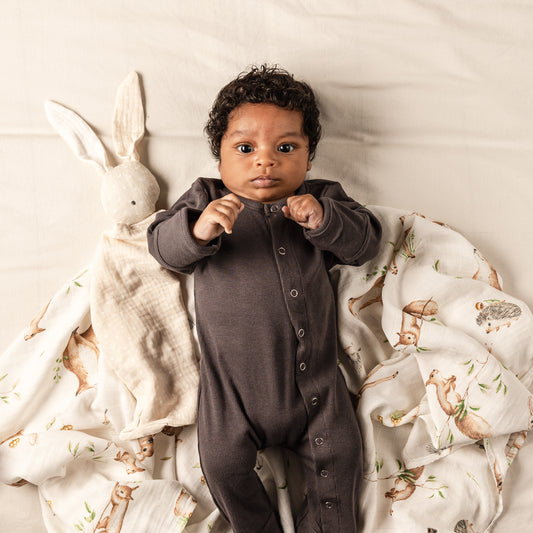 Charcoal Ribbed Sleepsuit