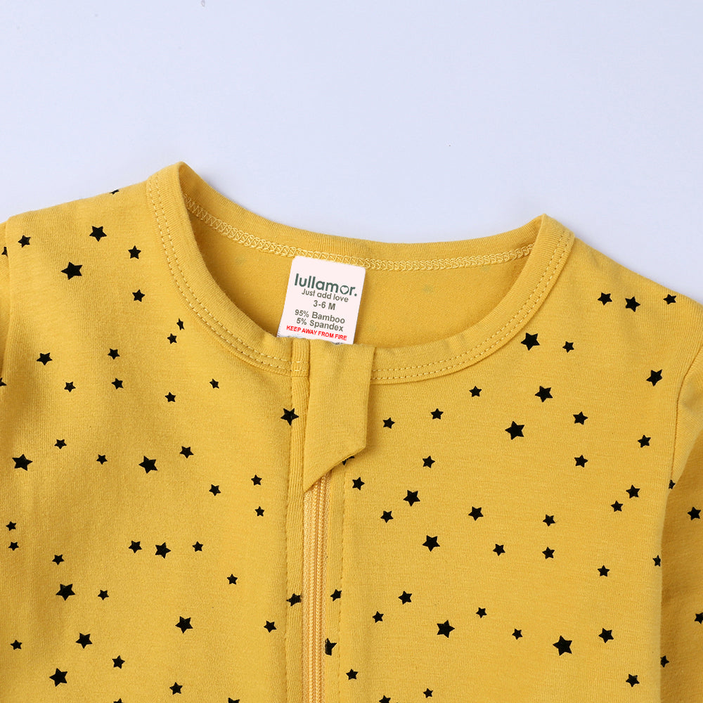 Black Star Print Sleep Suit-Yellow