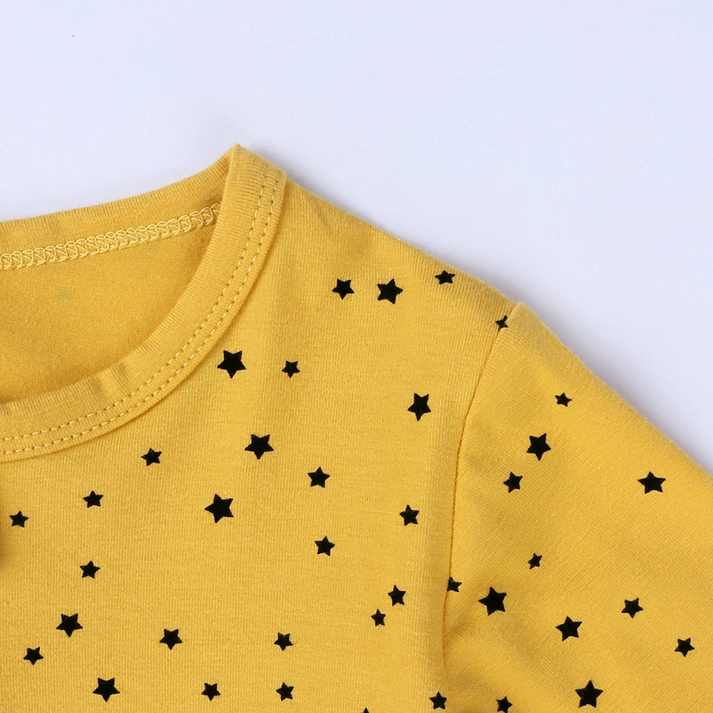 Black Star Print Sleep Suit-Yellow