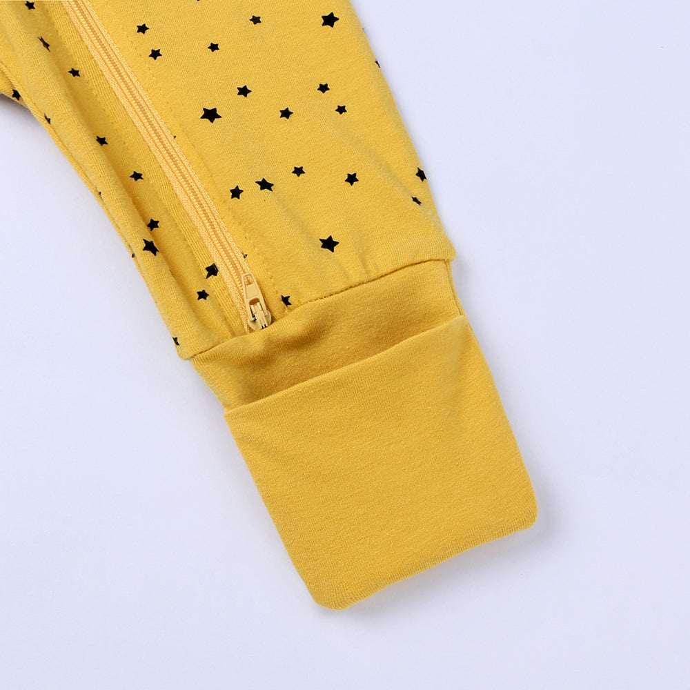 Black Star Print Sleep Suit-Yellow