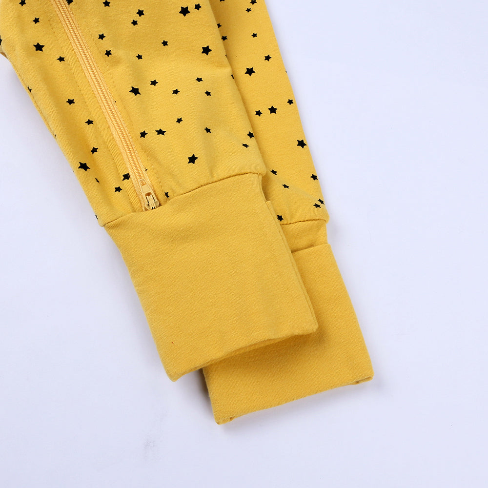 Black Star Print Sleep Suit-Yellow