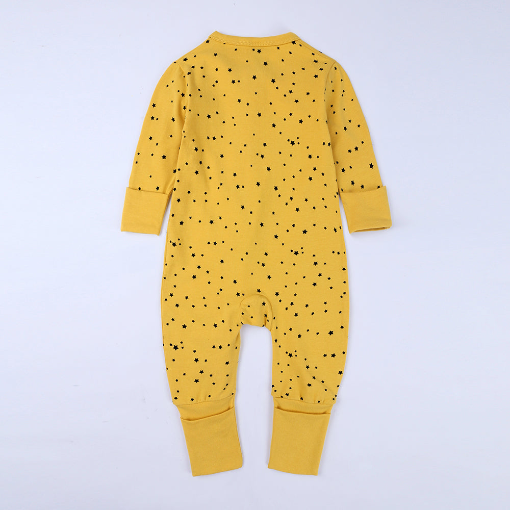 Black Star Print Sleep Suit-Yellow