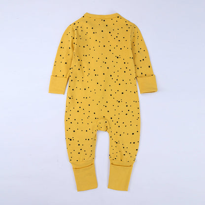 Black Star Print Sleep Suit-Yellow