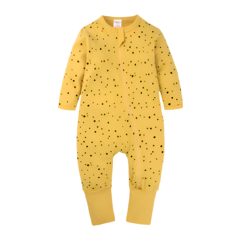 Black Star Print Sleep Suit-Yellow