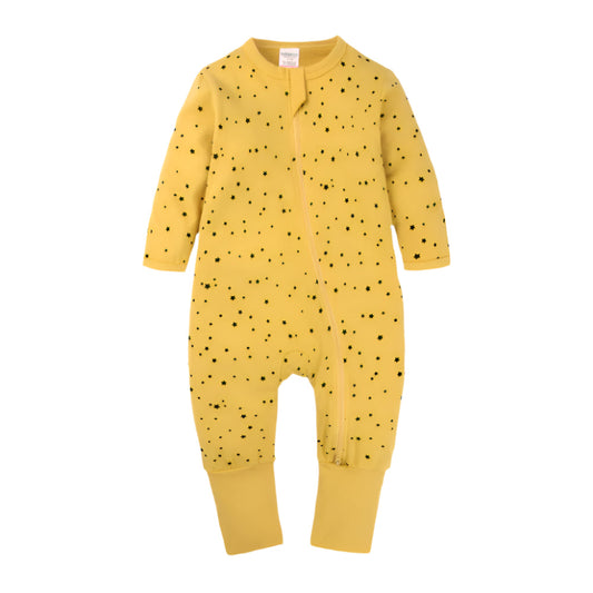 Black Star Print Sleep Suit-Yellow