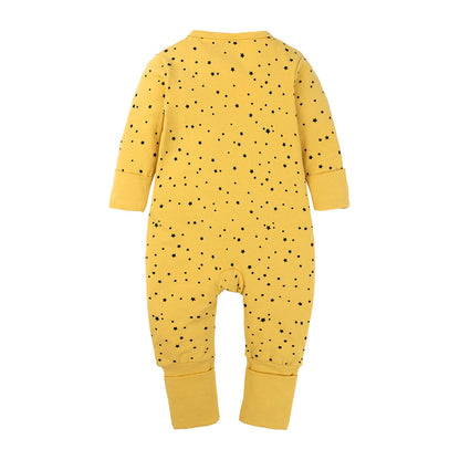 Black Star Print Sleep Suit-Yellow
