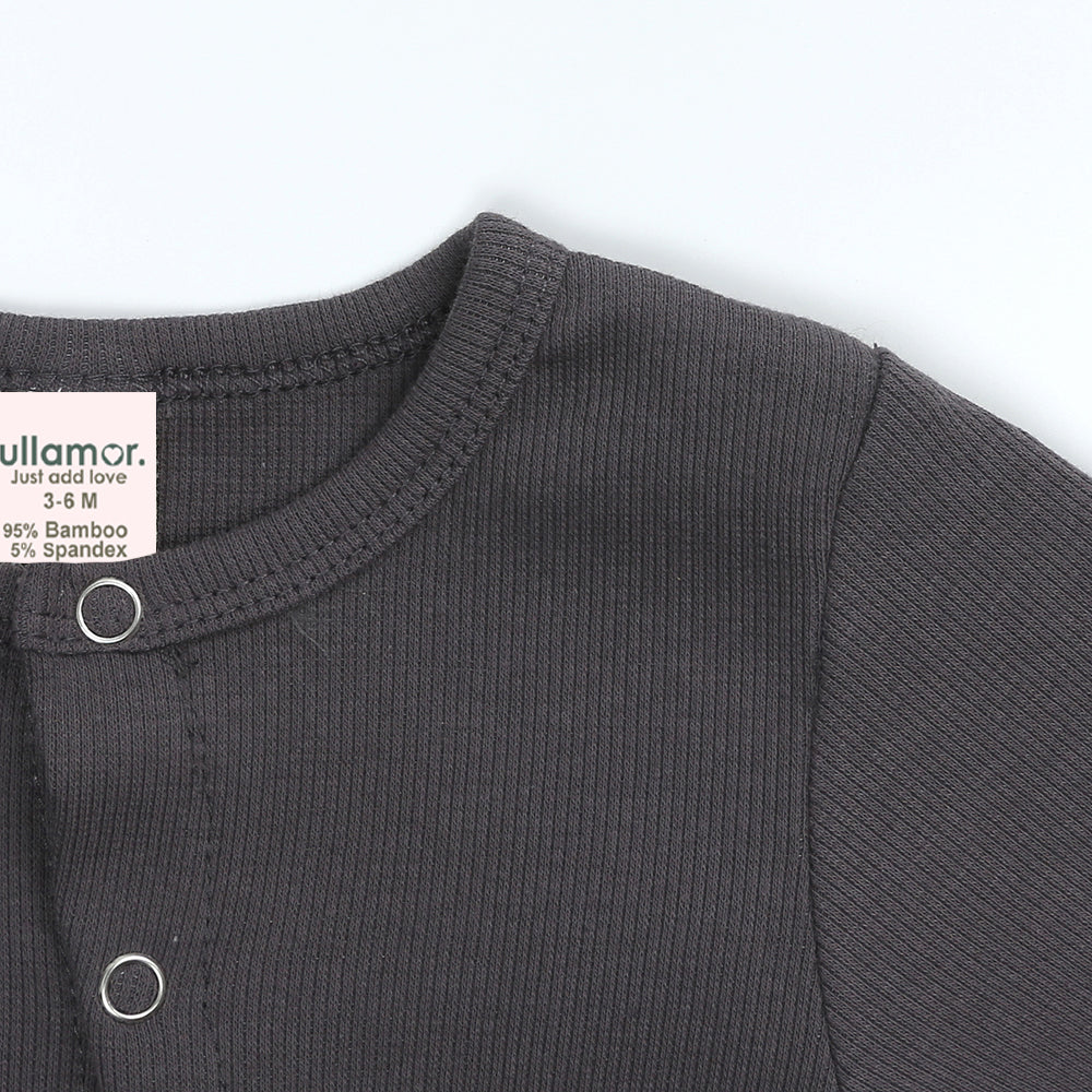 Charcoal Ribbed Sleepsuit