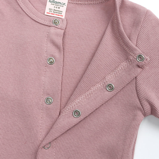 Dusty Pink Ribbed Sleepsuits