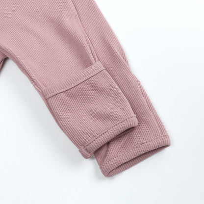 Dusty Pink Ribbed Sleepsuits