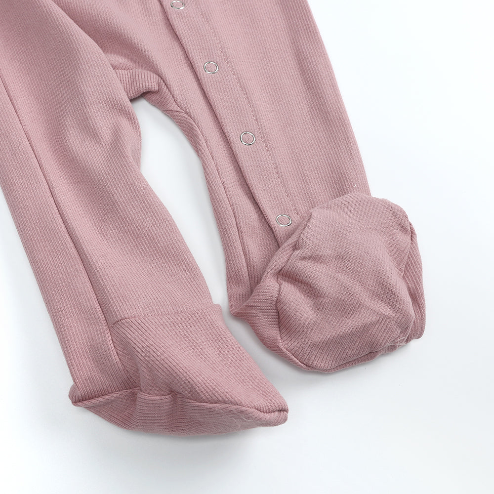 Dusty Pink Ribbed Sleepsuits
