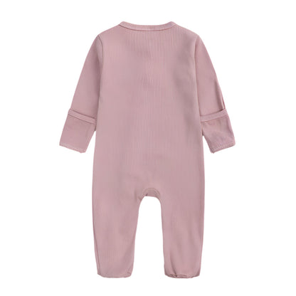 Dusty Pink Ribbed Sleepsuits